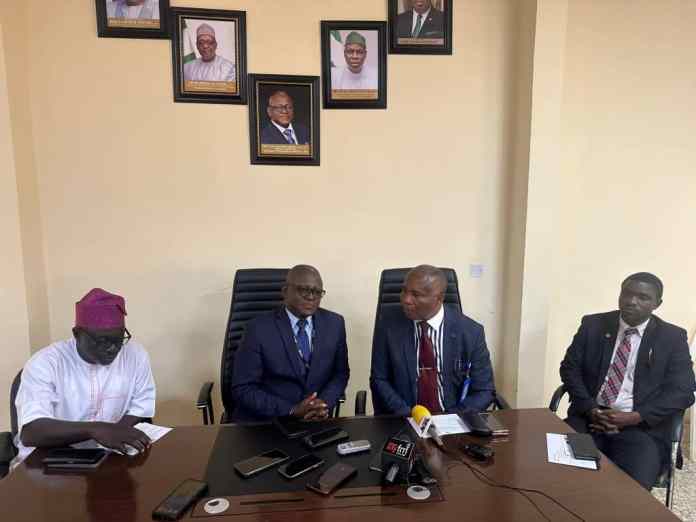 Medical Director, National Orthopaedic Hospital Jos, Professor Icha Inalegwu Onche, addressing newsmen in Jos