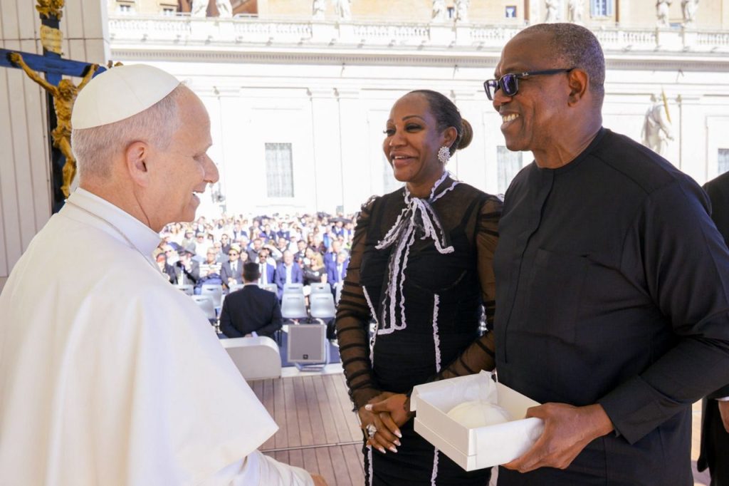 Peter Obi visited St. Peter’s Basilica for the Papal General Audience, where His Holiness Pope Leo XIV delivered a message on hope, perseverance, and faith during hard times.