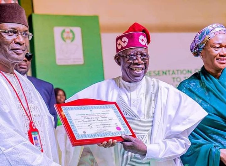 President Bola Tinubu, Nigerian First Lady, Oluremi Tinubu and outgoing INEC chairman, Mahmood Yakubu