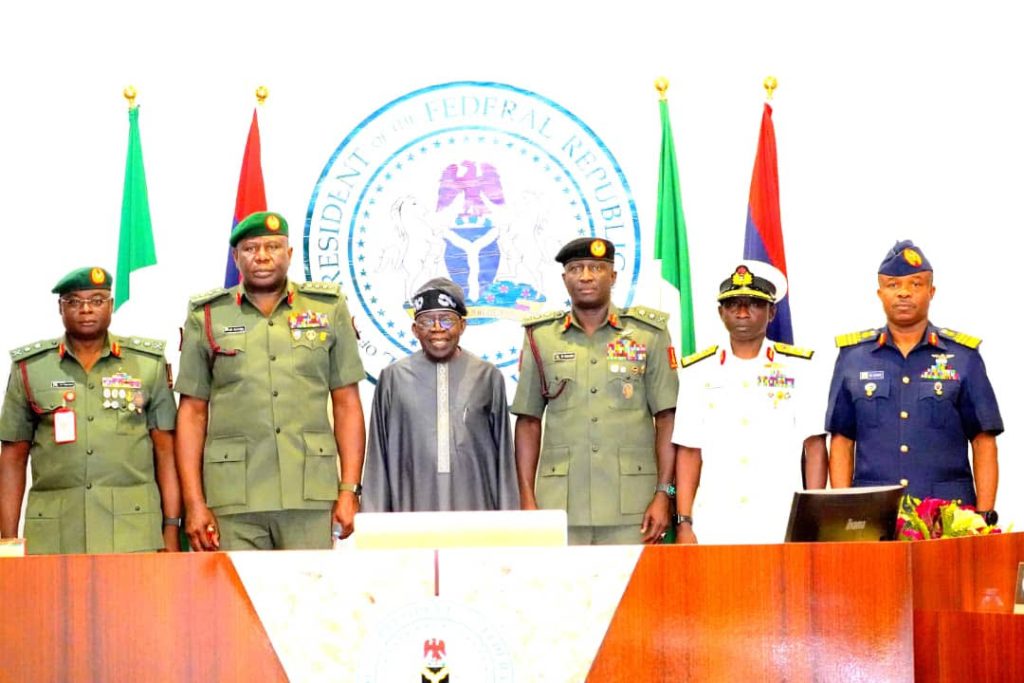 President Bola Tinubu and the new service chiefs