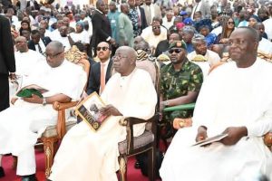 President Bola Tinubu, Plateau State Governor, Caleb Mutfwang, amongst others on Saturday attended the funeral service of Lydia Yilwatda Goshwe