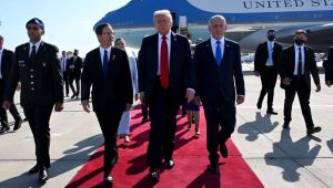 Upon arrival at Ben Gurion International Airport, Trump was welcomed by Israeli Prime Minister Benjamin Netanyahu.