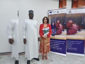 Speaker, Borno State House of Assembly, (BOSHA), Rt. Hon. (Dr.) Abdulkarim Lawan and Head of Programme for SEPIN SUSI, Ana Viñambres, during the legislative policy dialogue and learning workshop in Abuja.