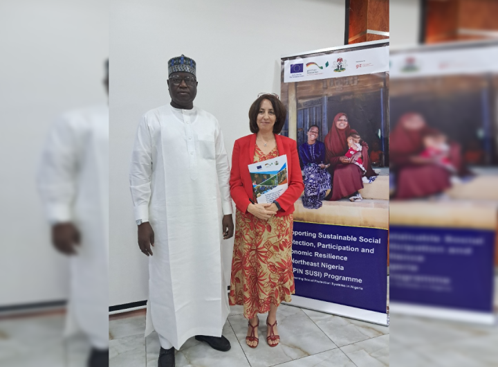 Speaker, Borno State House of Assembly, (BOSHA), Rt. Hon. (Dr.) Abdulkarim Lawan and Head of Programme for SEPIN SUSI, Ana Viñambres, during the legislative policy dialogue and learning workshop in Abuja.