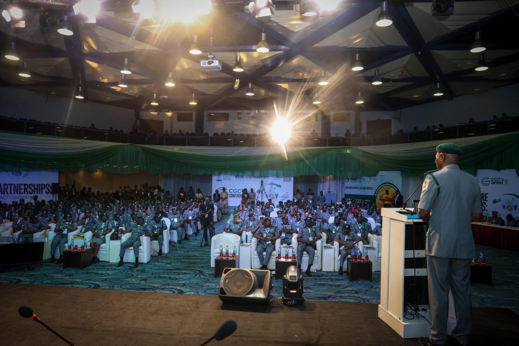 Comptroller-General of Customs, Adewale Adeniyi, addressing customs officers during the closing session of the CGC’s 2025 Conference in Abuja.