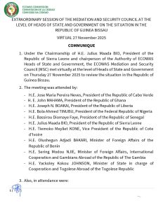ECOWAS condemns military coup in Guinea Bissau