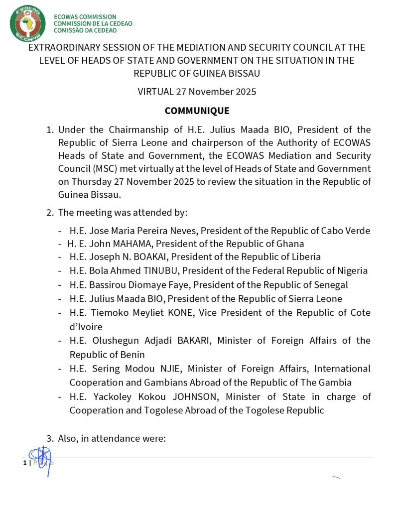 ECOWAS condemns military coup in Guinea Bissau