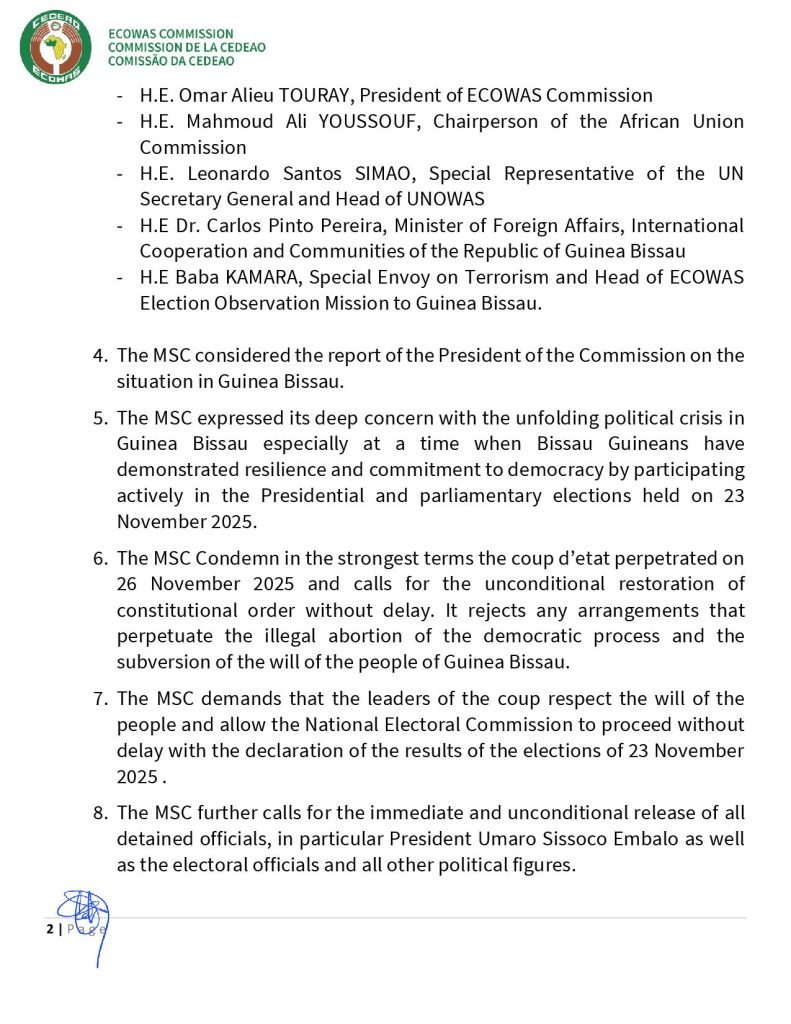 ECOWAS suspends Guinea Bissau