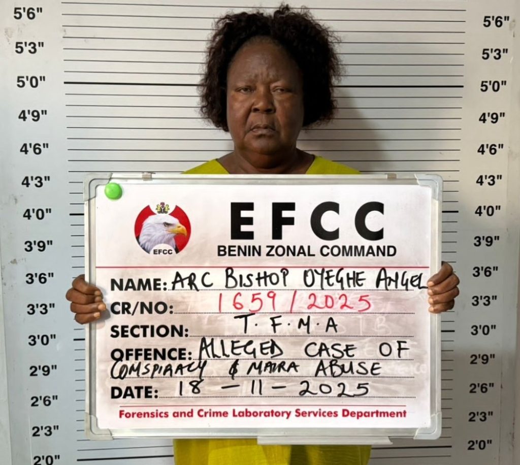 EFCC arrests female Archbishop after viral video shows church members spraying naira on live cow