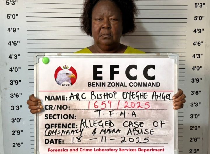 EFCC arrests female Archbishop after viral video shows church members spraying naira on live cow