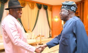 President Bola Tinubu and former President Goodluck Jonathan. photo credit: State House