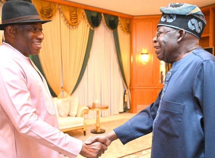 President Bola Tinubu and former President Goodluck Jonathan. photo credit: State House
