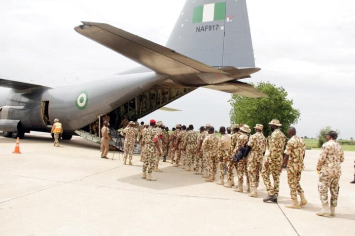 Nigerian Army airlifts 348 troops to boost troop morale in North-East theatre