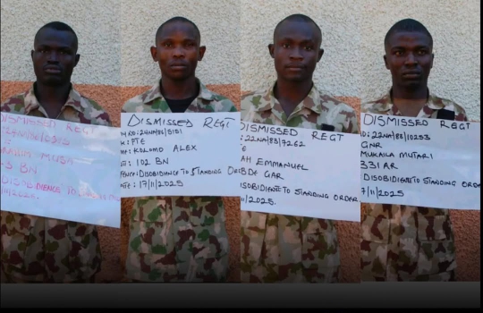 Nigerian Army dismisses 4 soldiers fighting Boko Haram insurgency in North-East over alleged violation of standing order