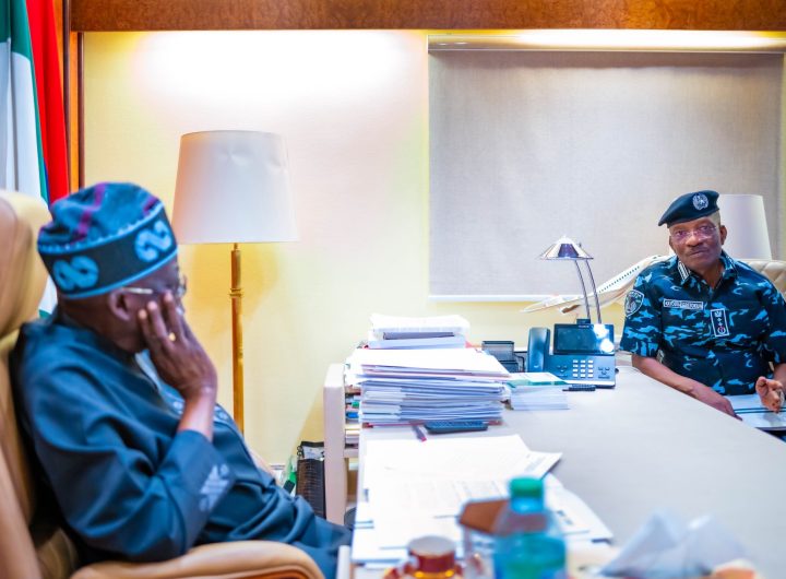 President Bola Tinubu and IGP Kayode Egbetokun. Photo credit: State House