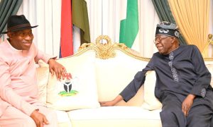 President Bola Tinubu and former President Goodluck Jonathan. photo credit: State House