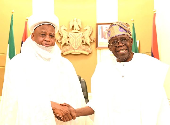 Sultan of Sokoto, Alhaji Muhammad Sa’ad Abubakar III; Speaker Tajudeen Abbas with President Bola Ahmed Tinubu, during an Audience at the Presidential Villa Abuja on Friday. PHOTO: STATE HOUSE.