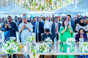 Tinubu hails Jonathan at foundation’s 10th anniversary5 1 At the Goodluck Jonathan Foundation's 10th anniversary event in Abuja, President Bola Ahmed Tinubu @officialABAT, represented by Vice President Kashim Shettima @officialSKSM , joined former President Goodluck Jonathan, his wife and former First Lady, Dame Patience Jonathan, alongside other high-profile dignitaries to celebrate the foundation's achievements in promoting democracy . Photo credit: State House