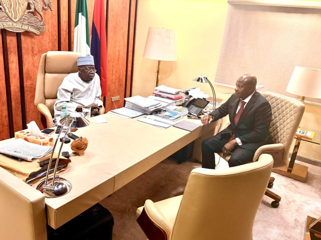 Director-General of the Department of State Services (DSS), Mr. Tosin Adeola Ajayi, briefing President Bola Ahmed Tinubu on the security situation on Friday night.