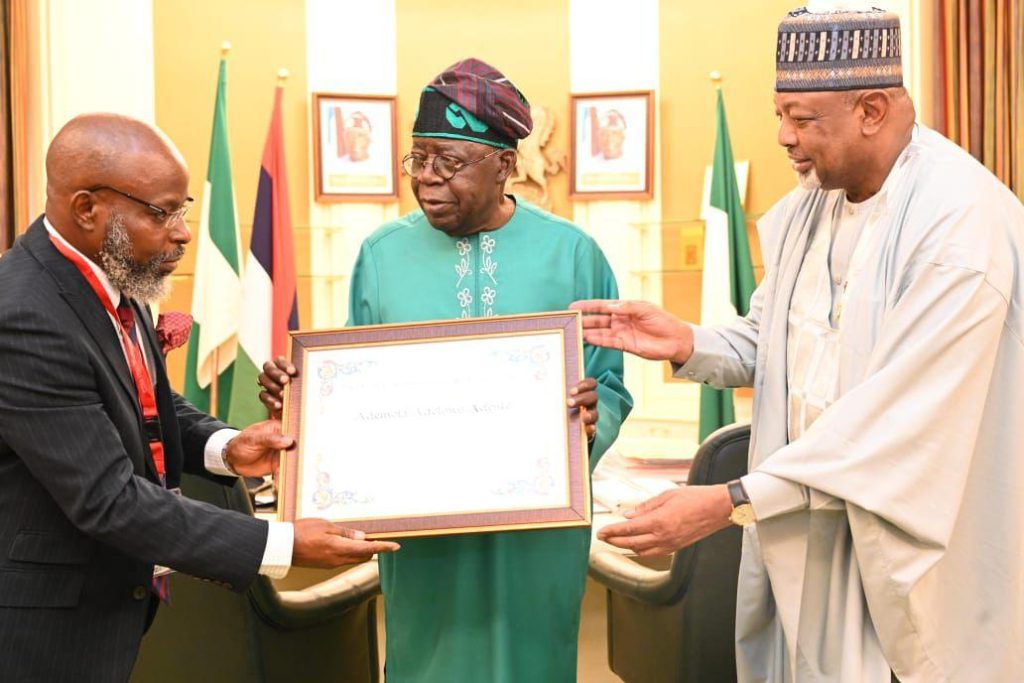 Tinubu receives Prof. Adenle, winner of inaugural global M.S. Swaminathan Award for Food and Peace