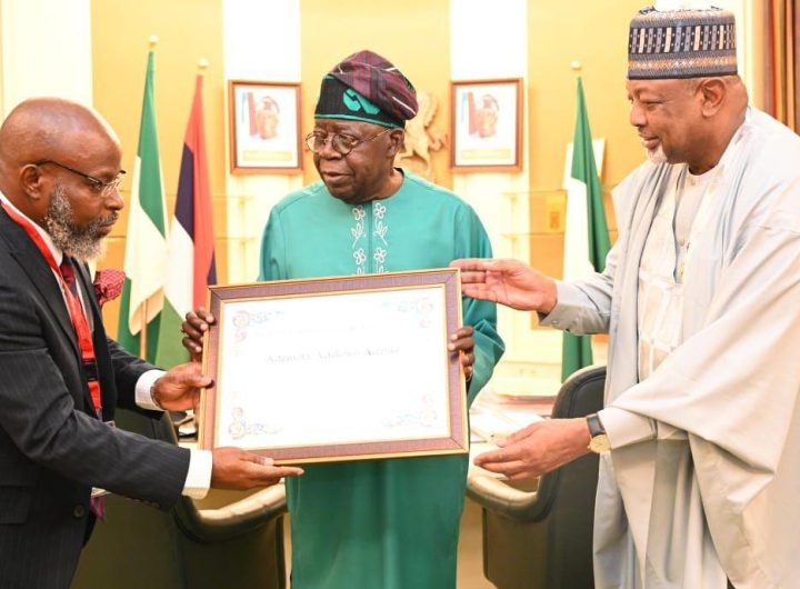 Tinubu receives Prof. Adenle, winner of inaugural global M.S. Swaminathan Award for Food and Peace