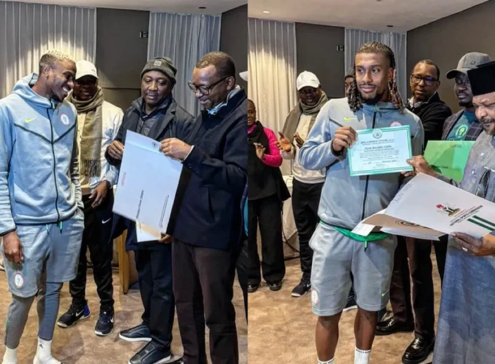 AFCON boost: Tinubu hands Super Eagles national honours, house titles and land documents