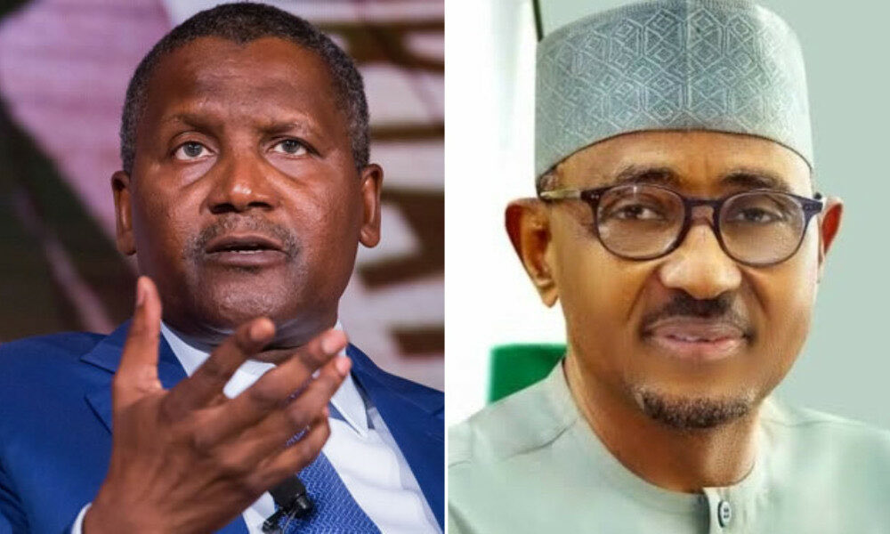 Aliko Dangote and Chief Executive of NMDPRA, Ahmed Farouk