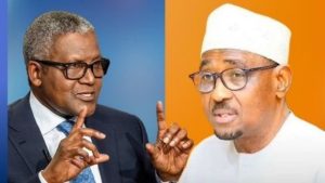 Aliko Dangote and Chief Executive of NMDPRA, Ahmed Farouk