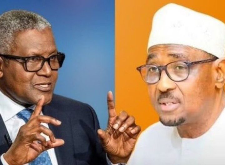 Aliko Dangote and Chief Executive of NMDPRA, Ahmed Farouk