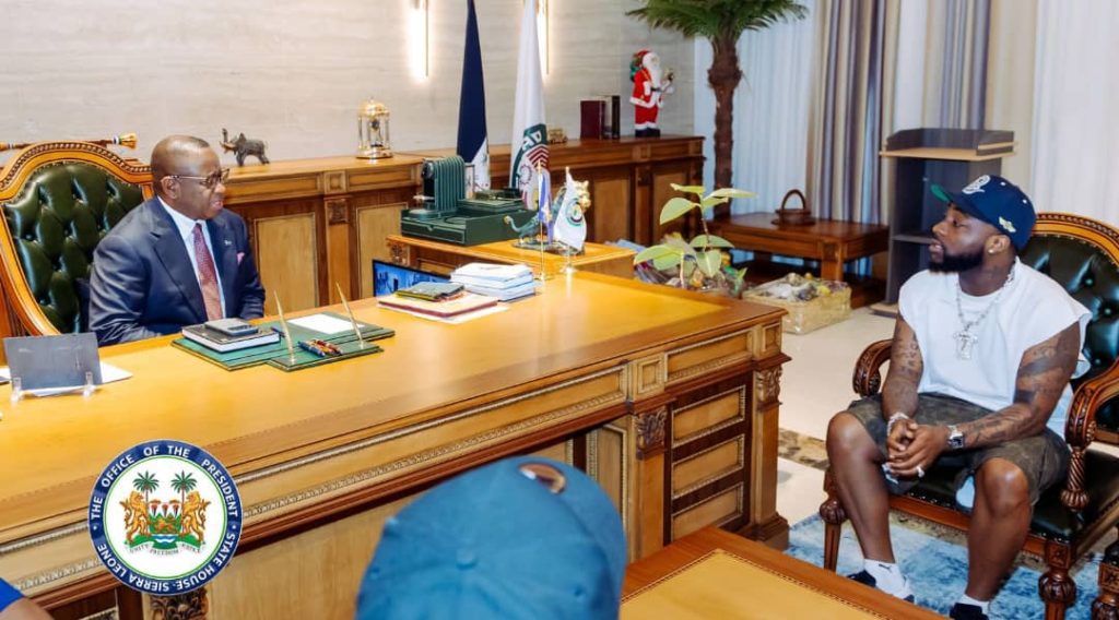 Davido visits Sierra Leone President ahead of AFCON 2025 Beach concert, calls nation is “second home” 2 Davido visits Sierra Leone President ahead of AFCON 2025 Beach concert