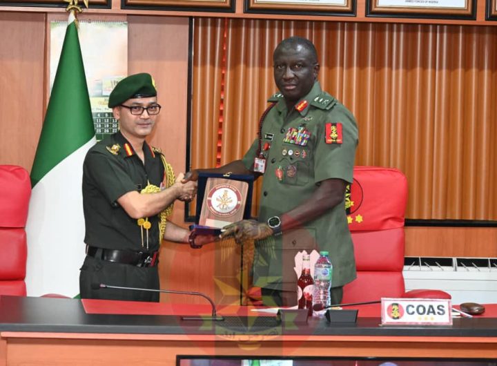 Indian Defence Adviser to Nigeria, Colonel Manoj Singh, paid a courtesy visit to the Chief of Army Staff (COAS), Lieutenant General Waidi Shaibu at the Nigerian Army HQ in Abuja. Photo credit: @NigerianArmyHQ/X