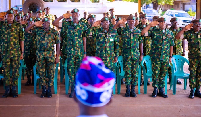 President Bola Tinubu addressing Nigerian military troops
