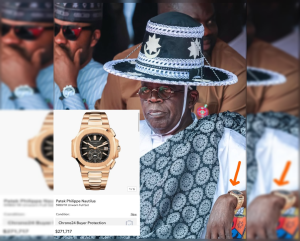 Tinubu sparks outrage at Lagos Eyo festival wearing ₦400m Patek Philippe watch amid economic hardship