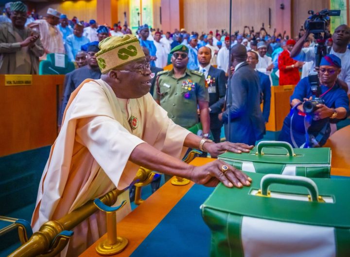 President Bola Tinubu presenting the budget on the floor of the National Assembly