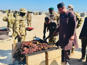 Zulum celebrates Christmas with frontline soldiers in Malam Fatori