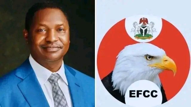Former AGF Abubakar Malami and EFCC logo