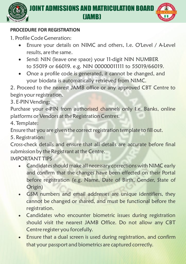 JAMB releases official guidelines for 2026 UTME registration 2
JAMB releases official guidelines for 2026 UTME registration