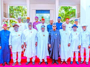 APC Governors in a group photograph with VP Kashim Shettima and President Bola Tinubu