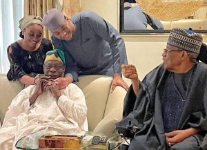 Former Nigerian President, Chief Olusegun Obasanjo has paid a private visit to the former military president, General Ibrahim Babangida, at his hilltop residence in Minna, Niger state capital.