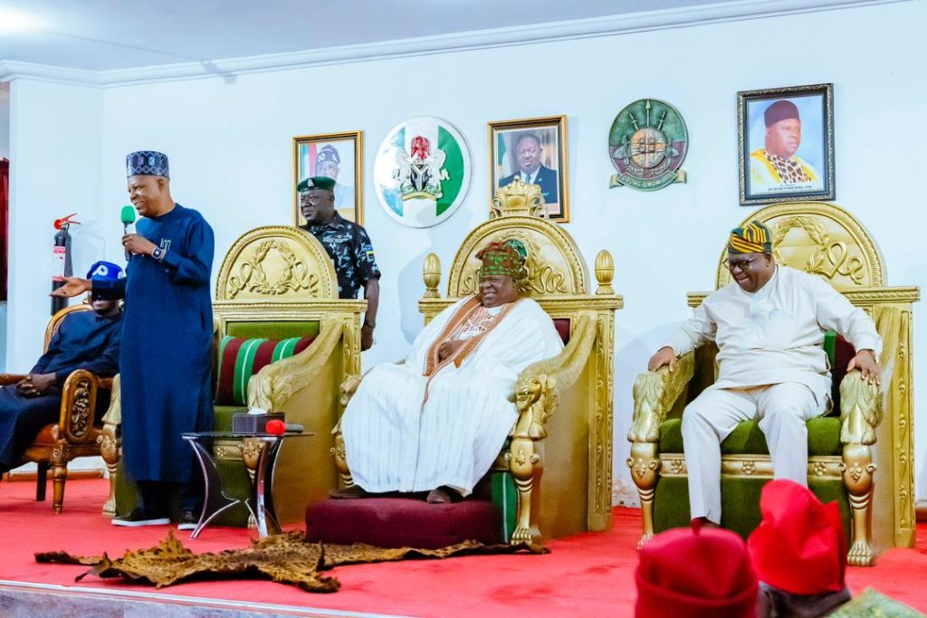 Shettima visits Gbong Gwom Jos, preaches tolerance, peaceful coexistence 2 VP Kashim Shettima on Wednesday paid homage to the Gbong Gwom Jos and Chairman, Plateau State Council of Chiefs and Emirs , HRH Jacob Gyang Buba.