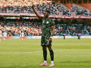 Super Eagles star Akor pays tribute to Patrice Lumumba after scoring against Algeria
