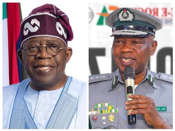 President Bola Tinubu and Customs CGC, Adewale Adeniyi