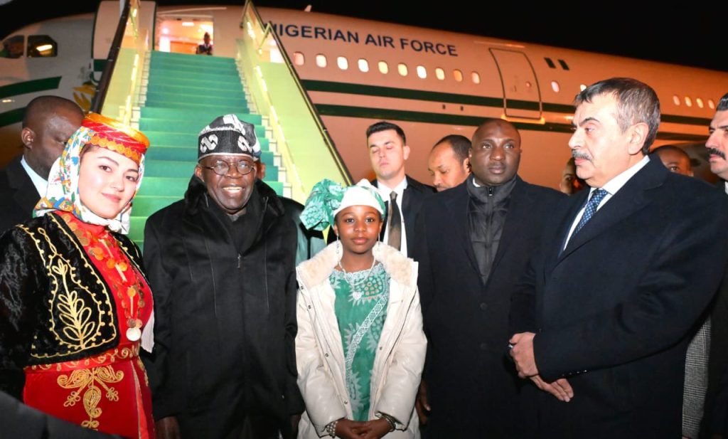 President Tinubu arrives in Ankara, Türkiye