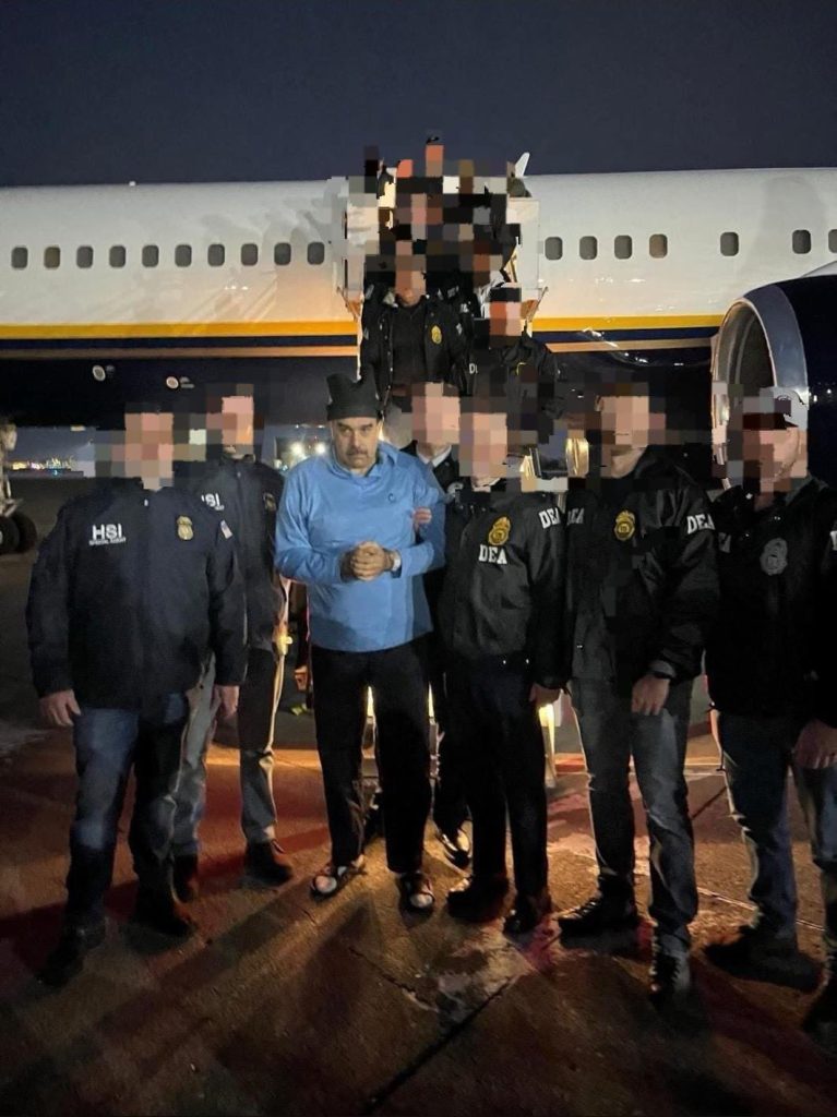 Venezuelan President Nicolás Maduro with handcuffs