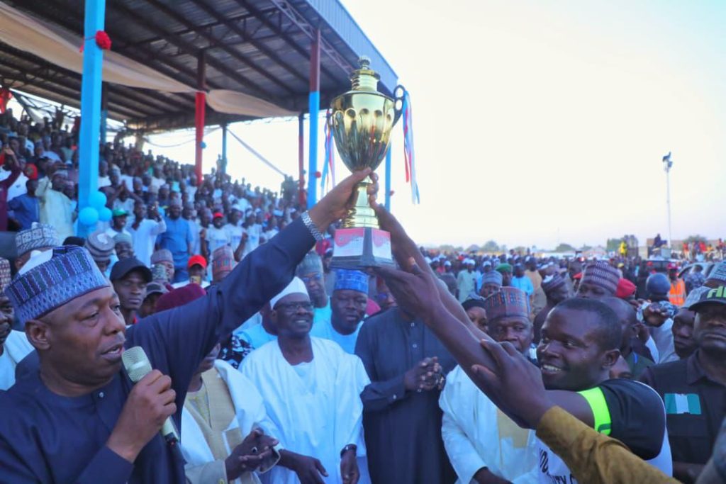Zulum presents Senator Ndume Unity Cup grand finale trophy to Biu United