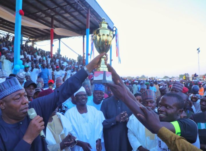 Zulum presents Senator Ndume Unity Cup grand finale trophy to Biu United