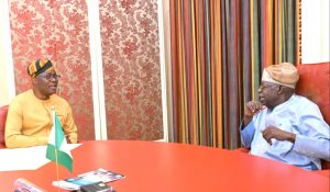 Tinubu in a closed door meeting with Governor Makinde at Presidential Villa Abuja