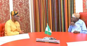 Tinubu in a closed door meeting with Governor Makinde at Presidential Villa Abuja