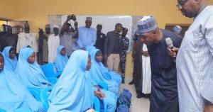 Borno State Governor Zulum meet school students
