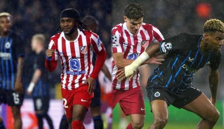 Champions League: Lookman, Onyedika shine in 6-goal thriller as Atletico draw with Brugge